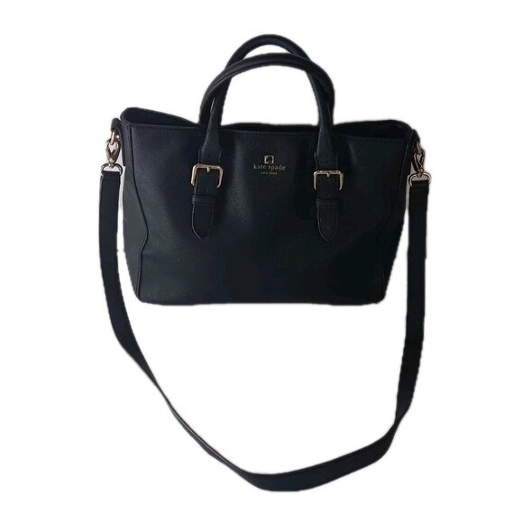 KATE SPADE Black Leather COVE Street GOLDIE Tote Handbag Crossbody Strap - Picture 1 of 16